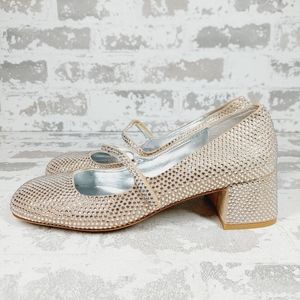 Jeffrey Campbell Nude Crystal Mary Jane Block Heels